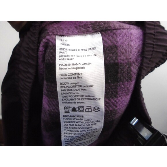 Eddie Bauer Pants Rainier Women Size 10 (33x32) Purple Flannel Lined Jogger - Picture 11 of 11